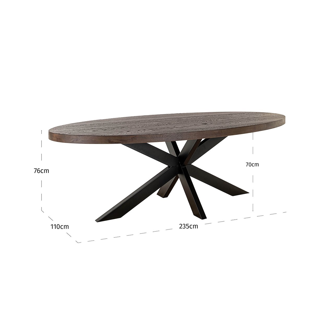 Esstisch Watson braun 235 mit Spidergestell schwarz (Dark brown)