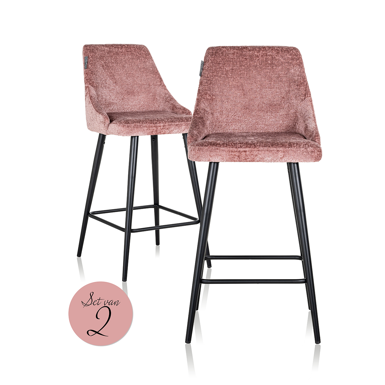 Thekenstuhl Brooke rose chenille (Set of 2)