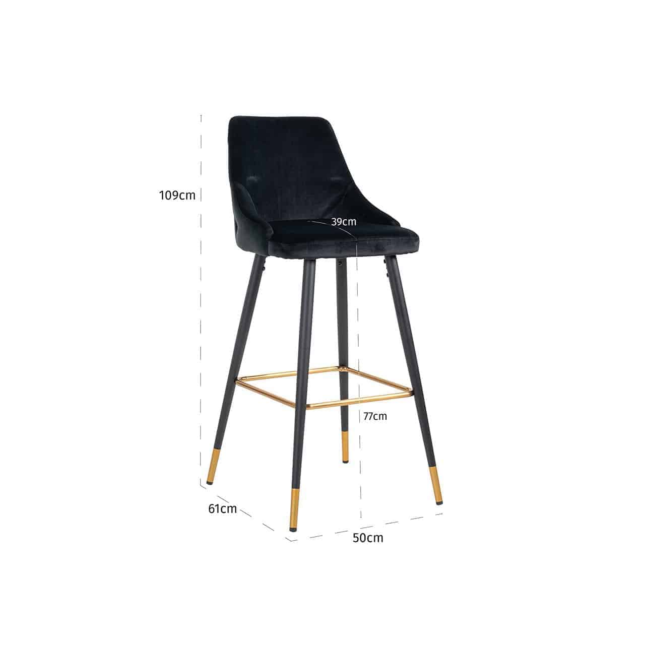Barhocker Imani black velvet (Set of 2)