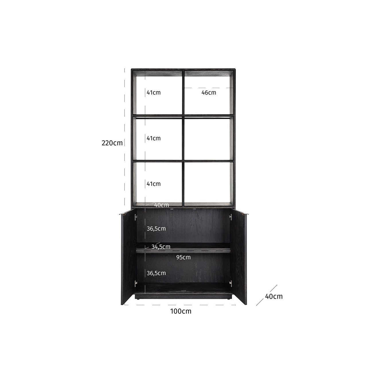 Bücherschran Blackbone brass 2-Türen (Black rustic) Bücherschran Blackbone brass 2-Türen (Black rustic)