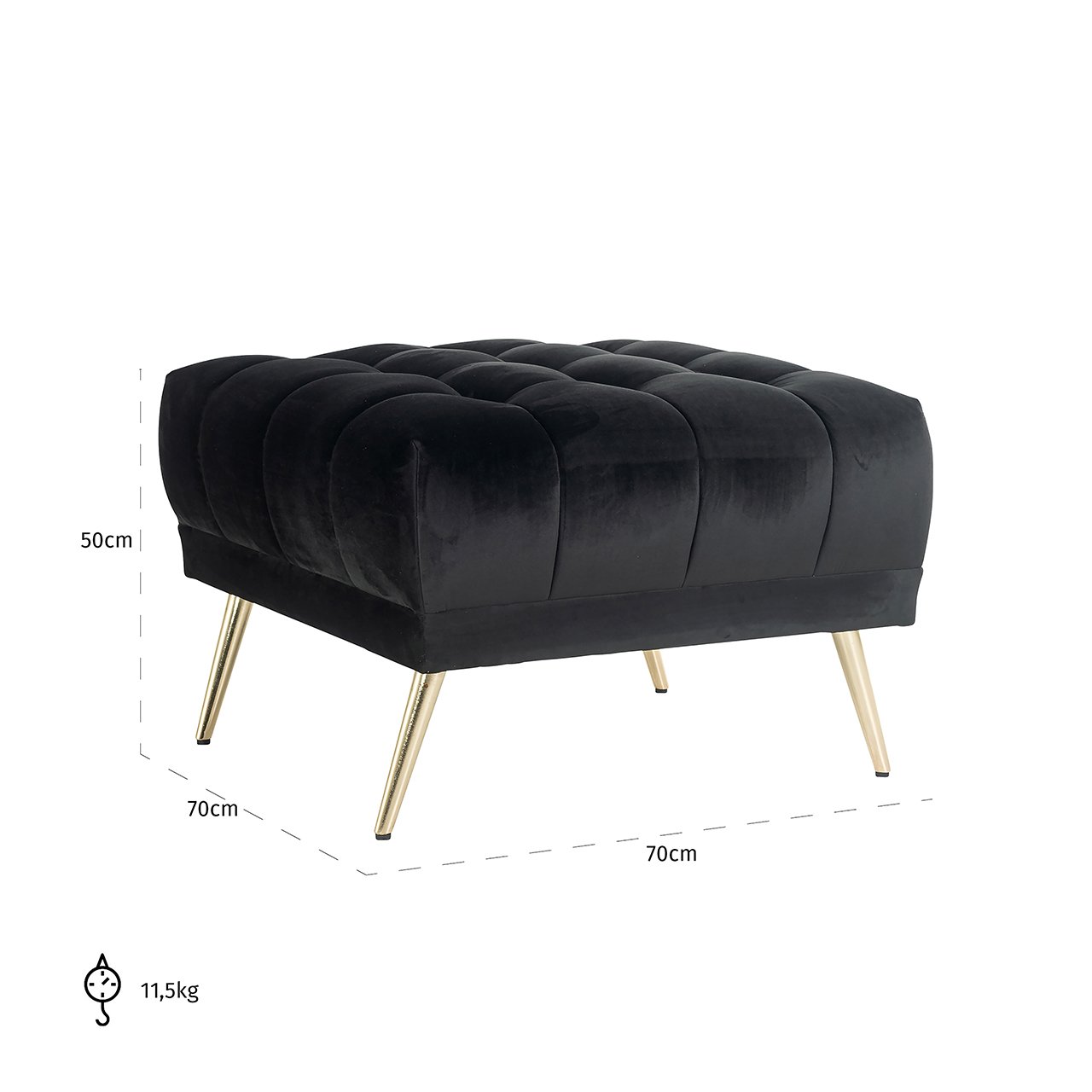 Hocker Huxley antraciet velvet (Quartz Antraciet 801)