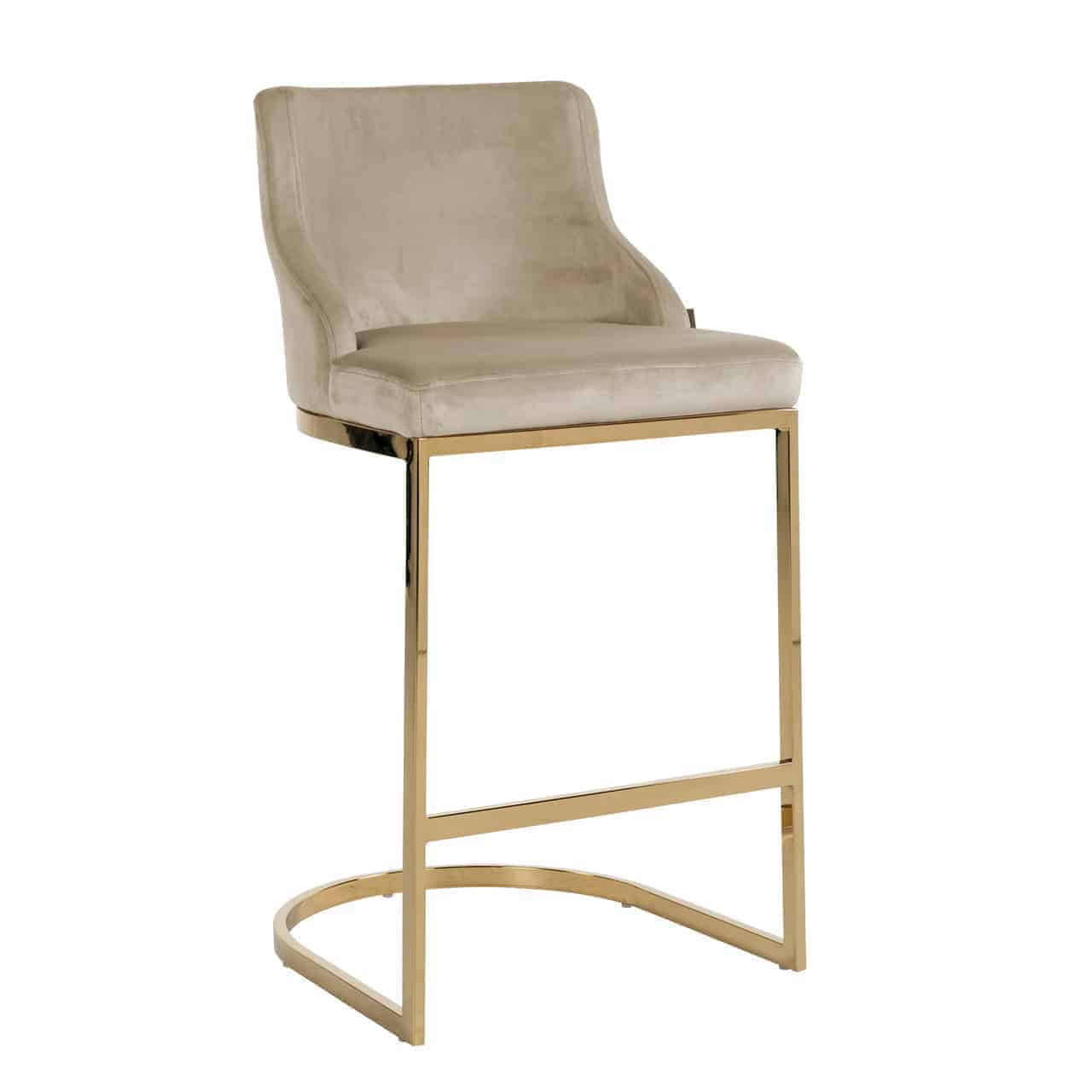 Barstuhl Bolton khaki velvet / gold fire retardant (Quartz Khaki 903)