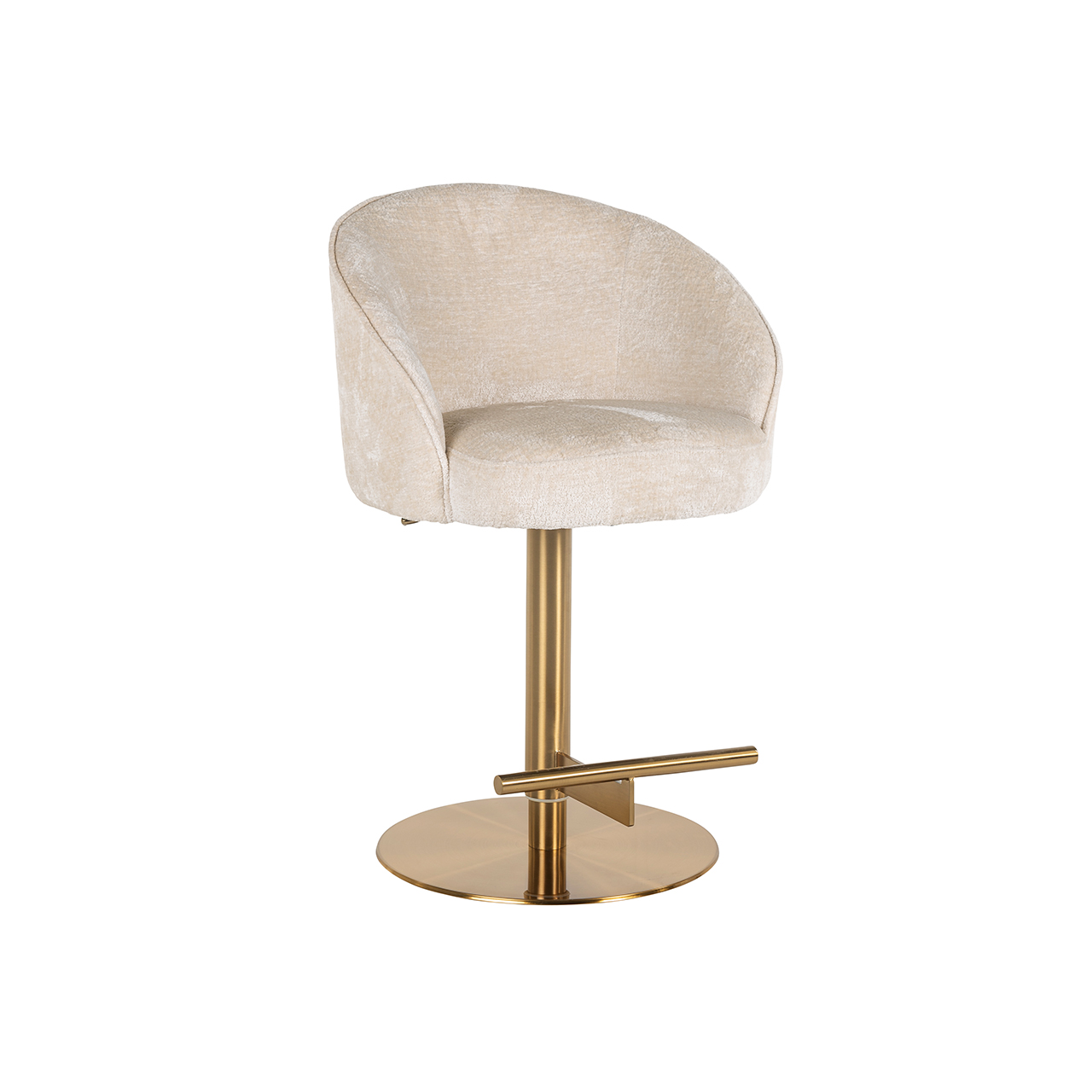 Barhocker Zabi white chenille swivel