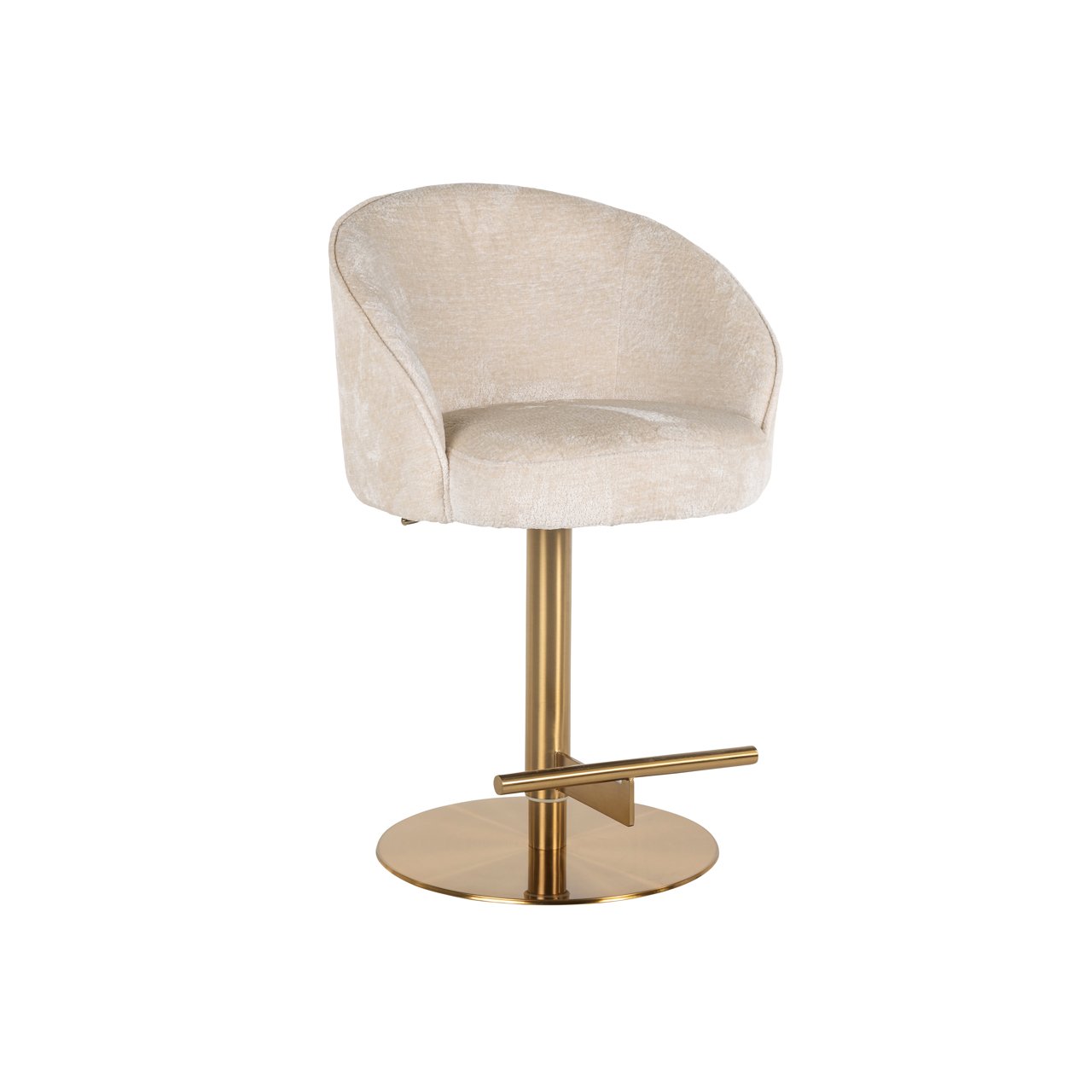 Barhocker Zabi white chenille swivel