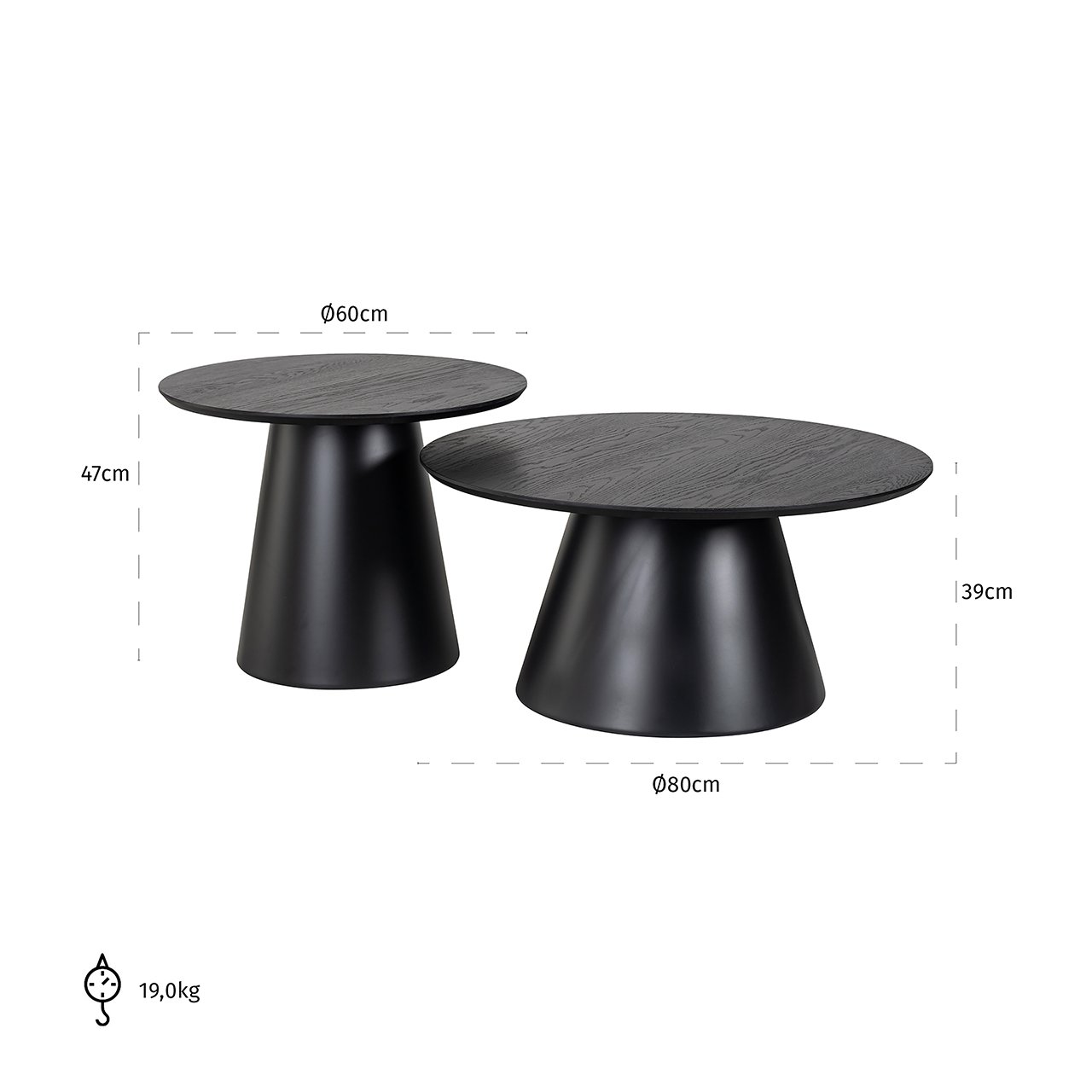 Couchtisch Jazz set von 2 (Black)