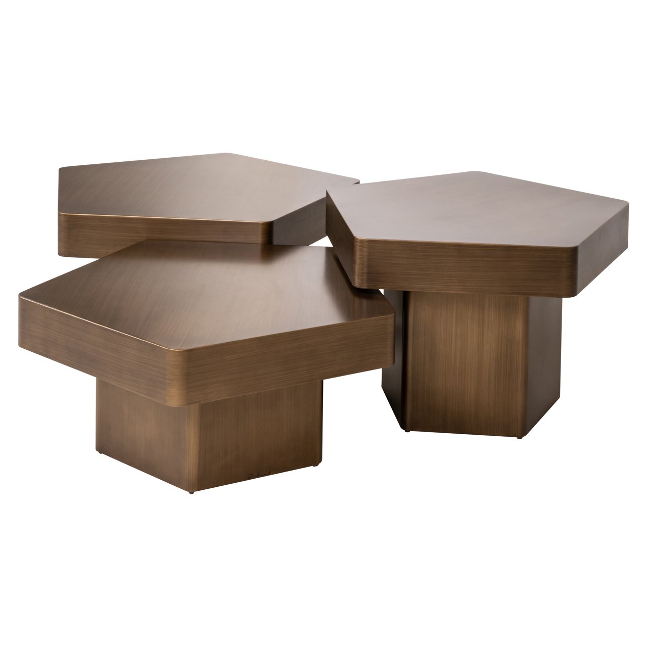 Couchtisch Hexa brushed gold (Set of 3)