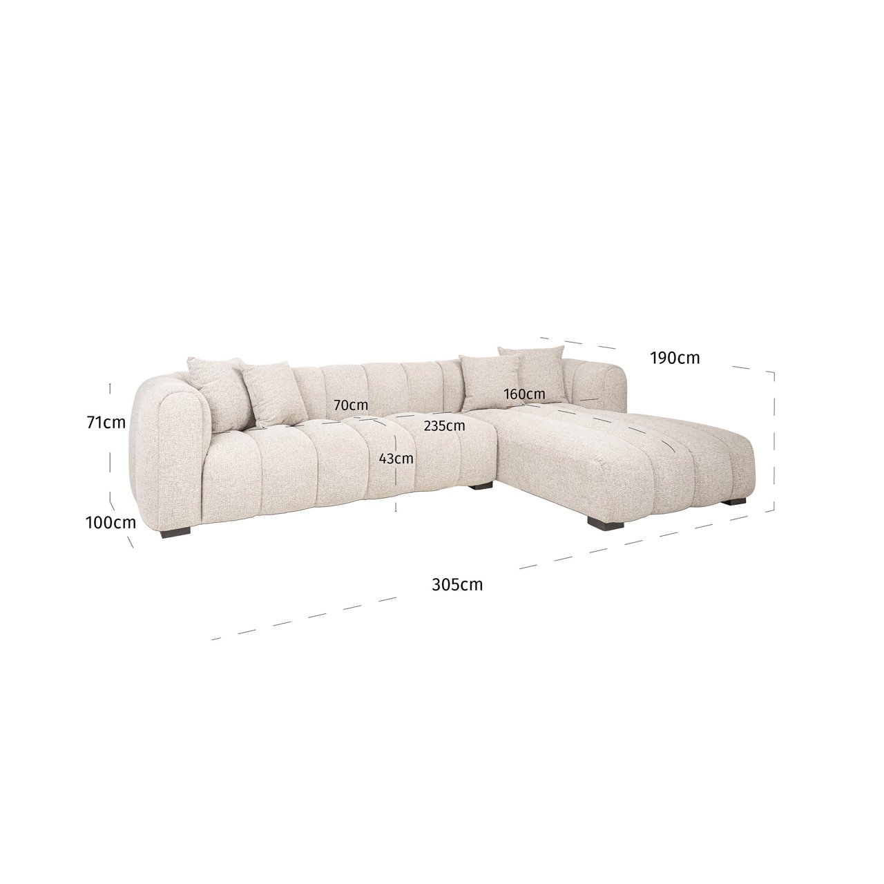 Sofa Novaro natural fancy lounge left