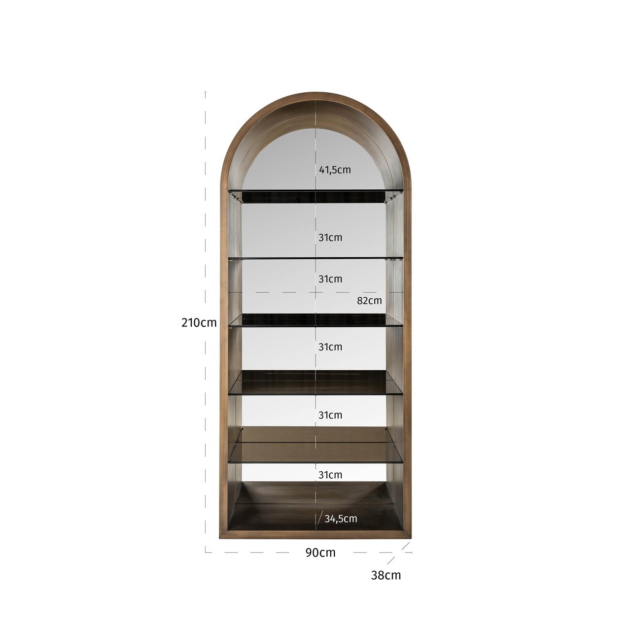 Vitrine Bowic brushed gold