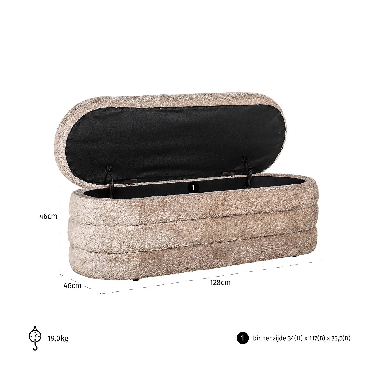 Hocker & Fußbank Camille sheep natural