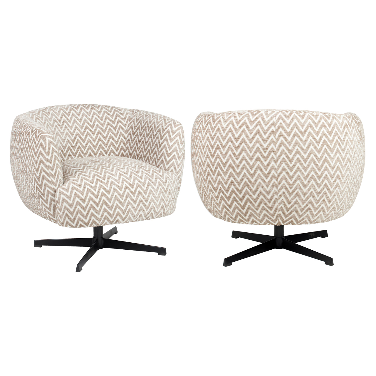 Lounge Stuhl Estelle sand chevron swivel