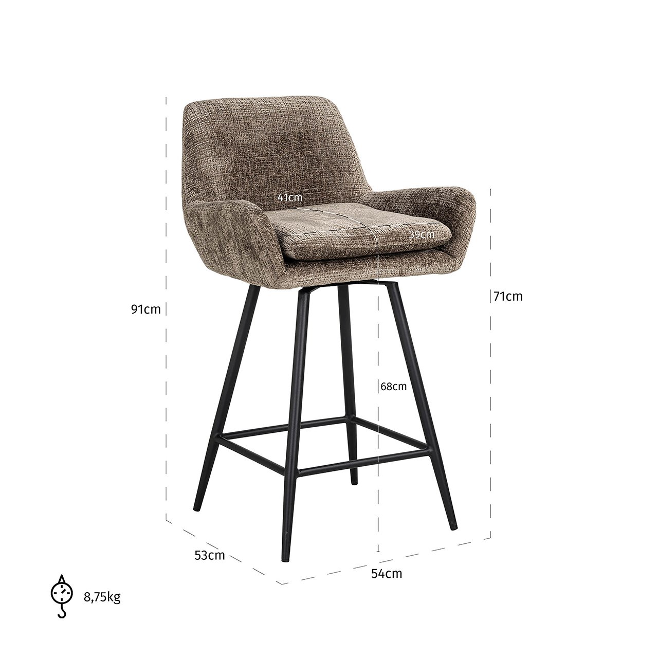Barhocker Linsey stone Chenille (Niagara 104 Stone Chenille) Barhocker Linsey stone Chenille (Niagara 104 Stone Chenille)
