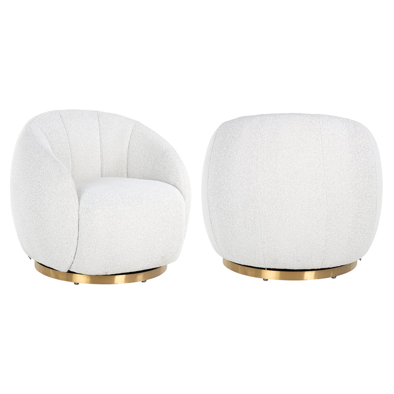 Lounge Stuhl Jago white bouclé swivel