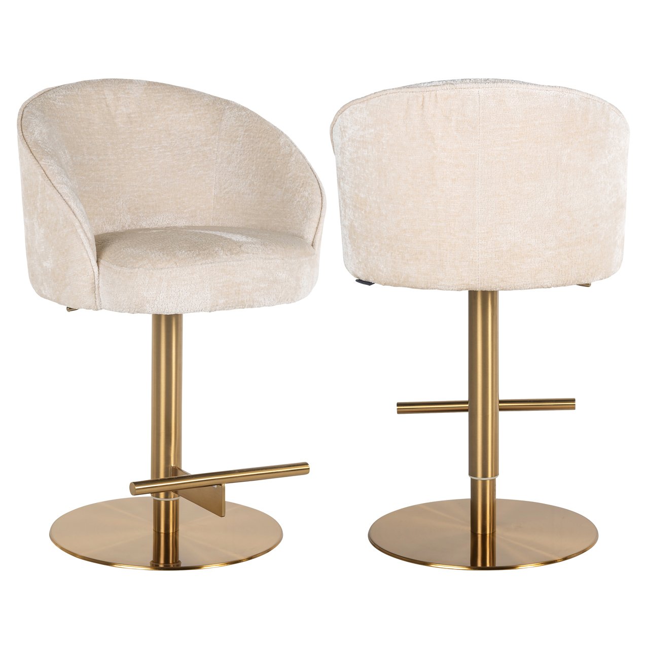 Barhocker Zabi white chenille swivel