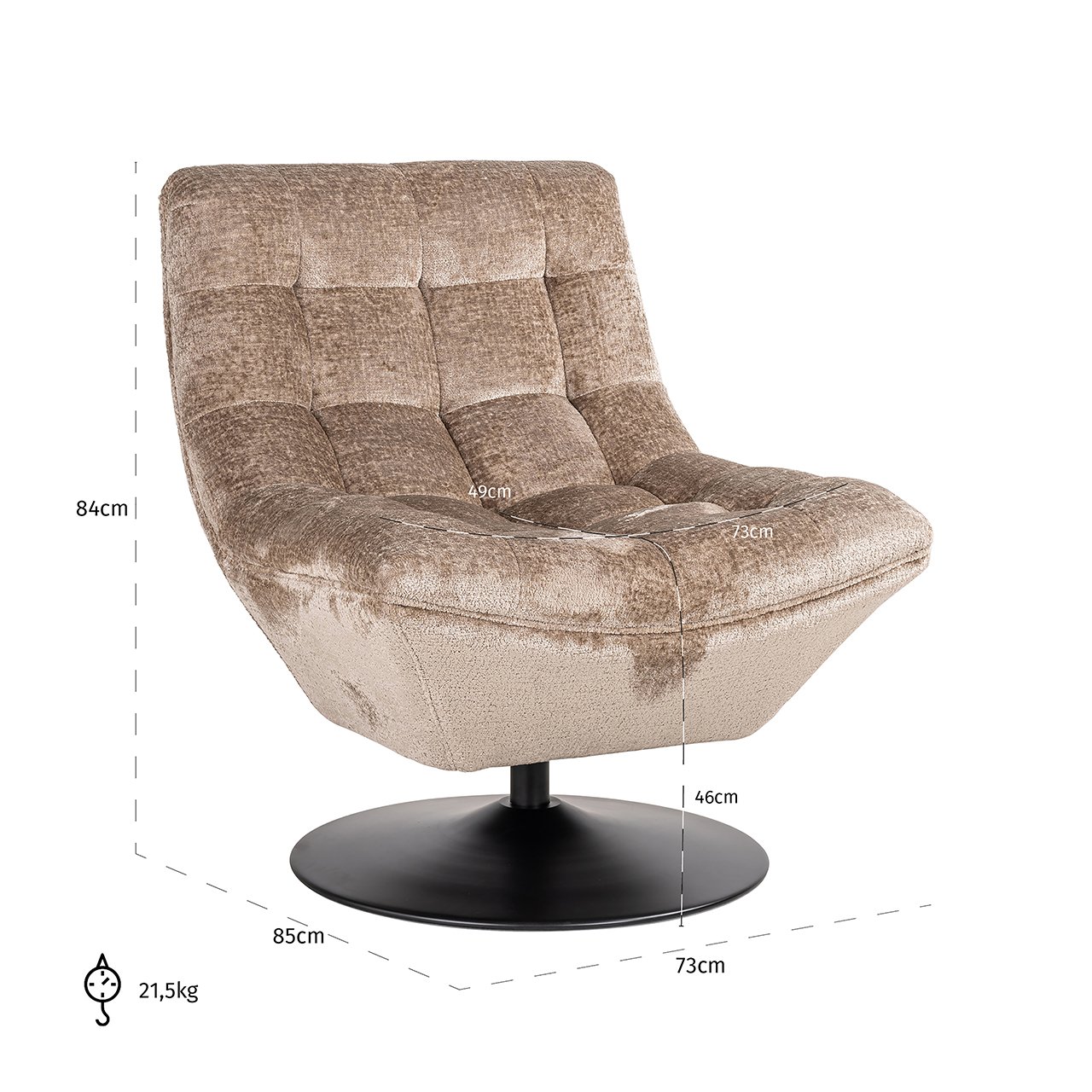 Drehsessel Sydney taupe chenille (Bergen 104 taupe chenille)