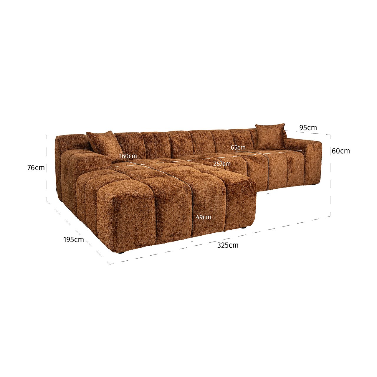 Sofa Cube 3-Sitzer + Lounge links (Be Lovely 603 Cinnamon)