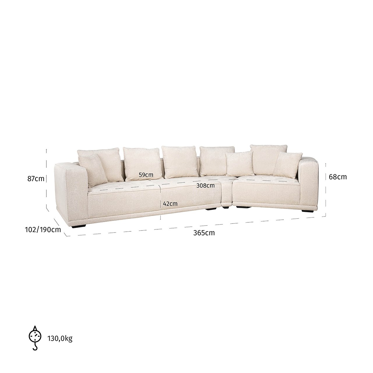 Sofa Lusso 4-Sitzer beige Chenille (Niagara 902 beige)