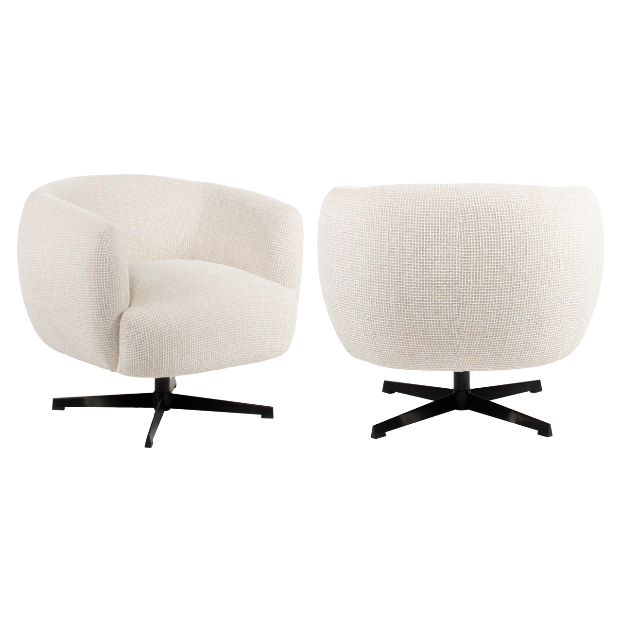 Lounge Stuhl Estelle beige blockweave swivel