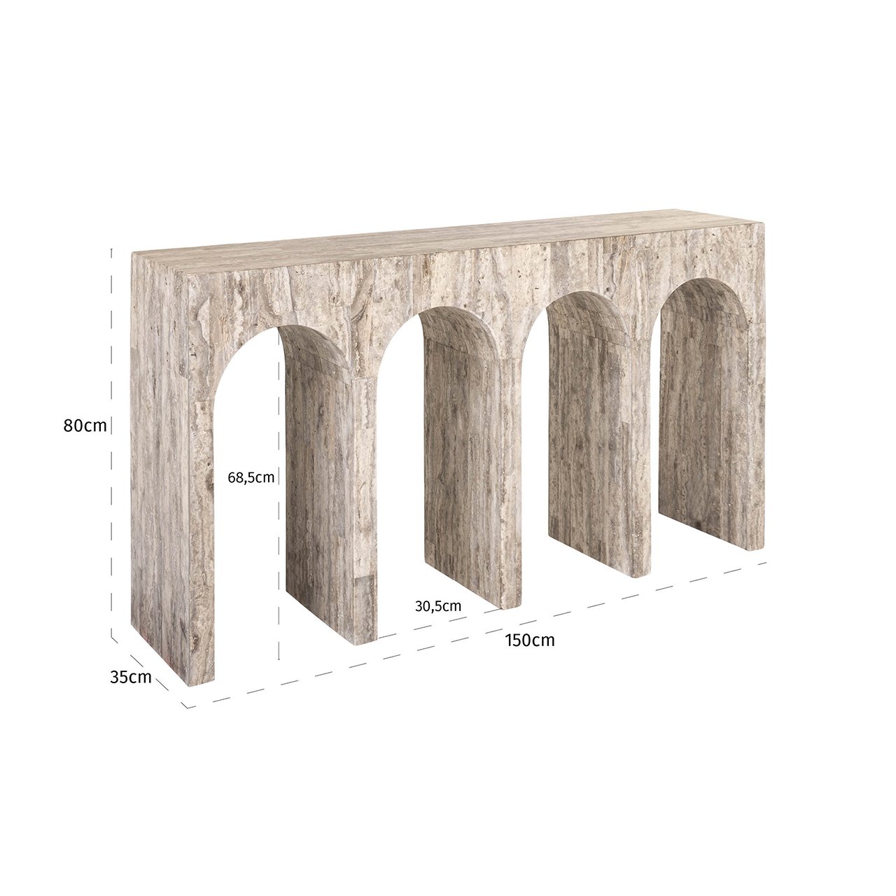 Ablagetisch La Rague naturgrau Travertin (Grey)