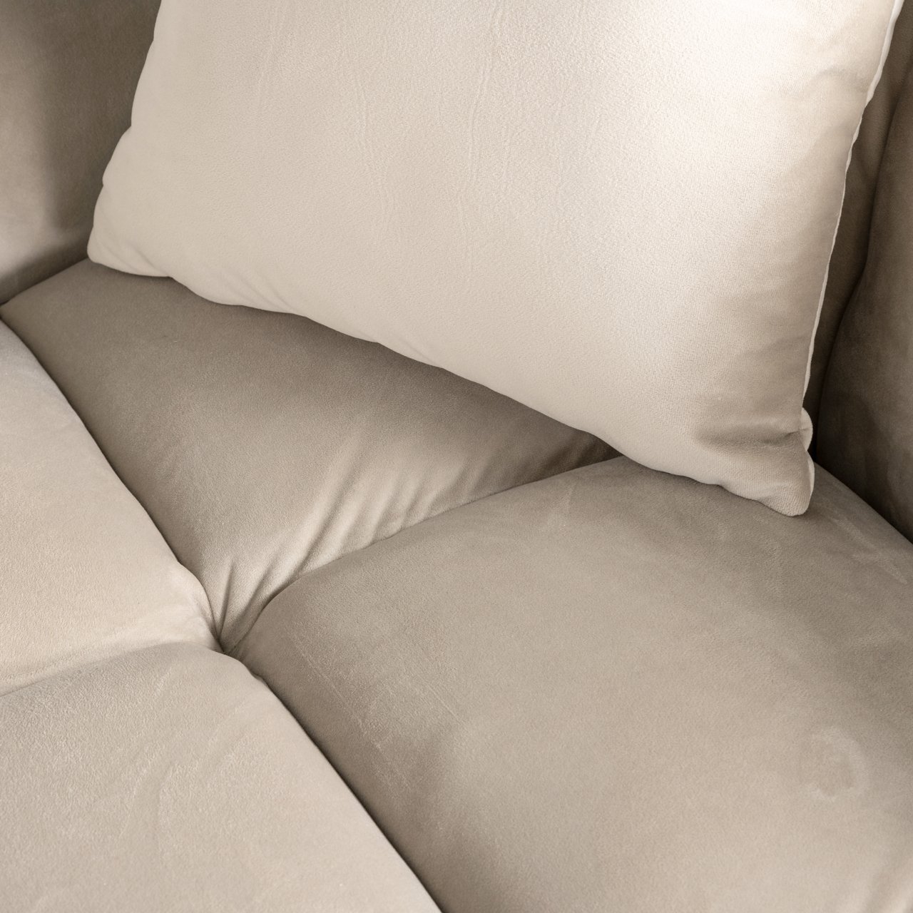 Sofa Cube khaki velvet 3-seater + lounge left