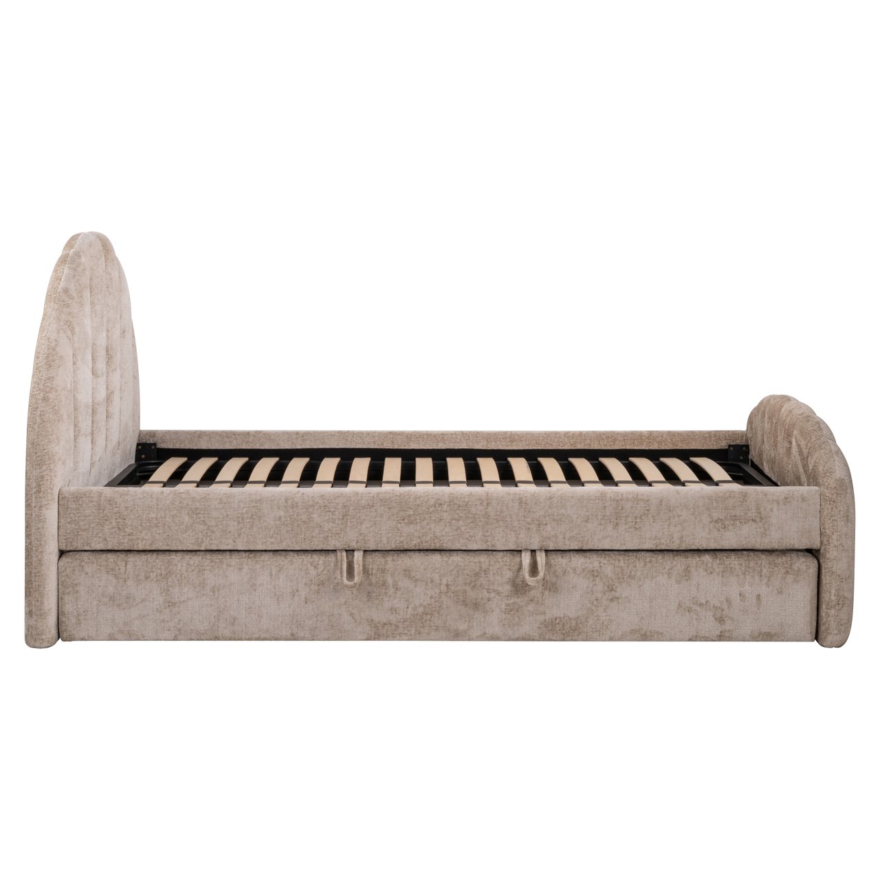 Bett Pixie clay chenille 120x200 with pull-out bed