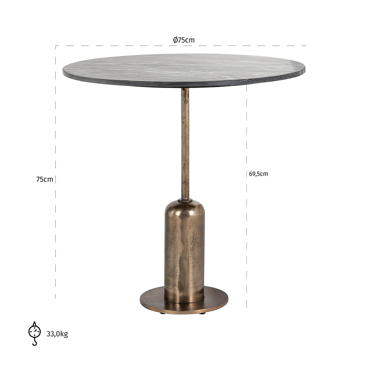 Bistrotisch Logan 75Ø (Black/gold)