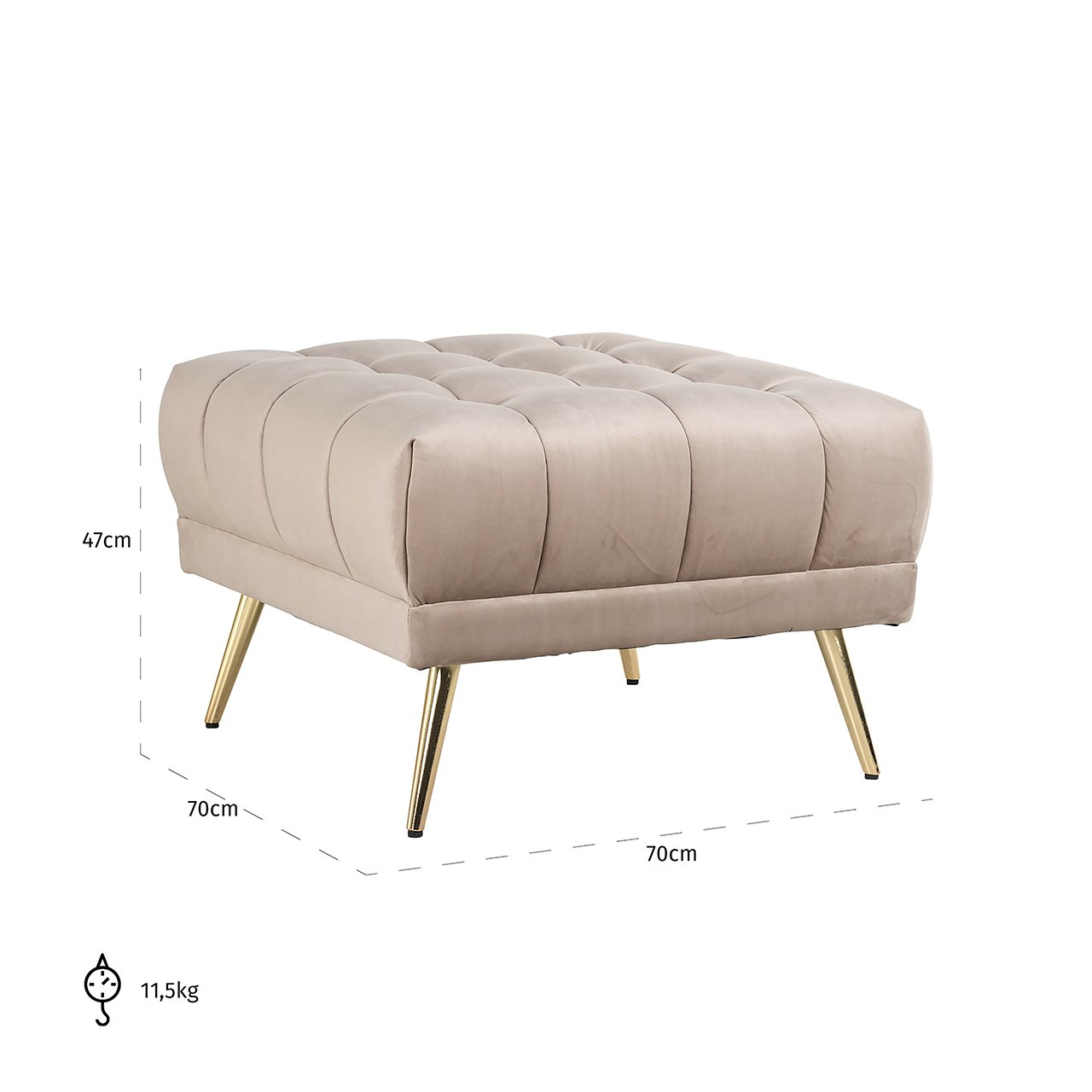 Hocker Huxley khaki velvet (Quartz Khaki 903)