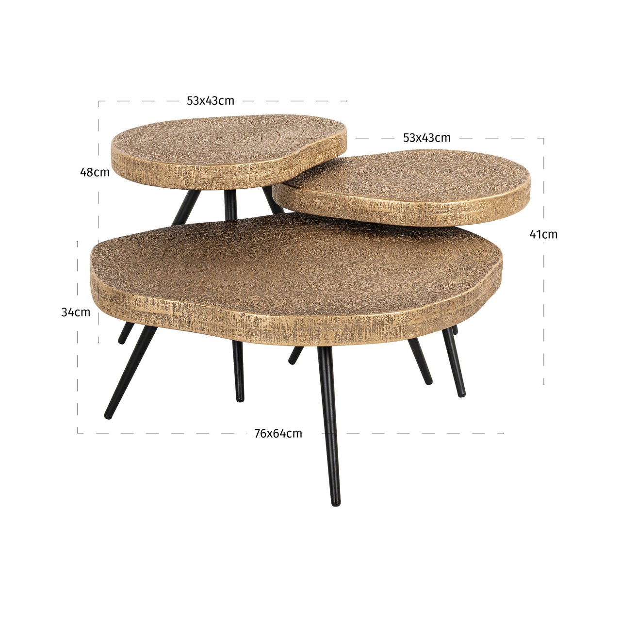 Couchtisch Symba bronze (Set of 3)