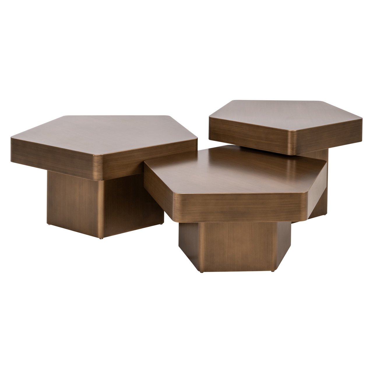 Couchtisch Hexa brushed gold (Set of 3)