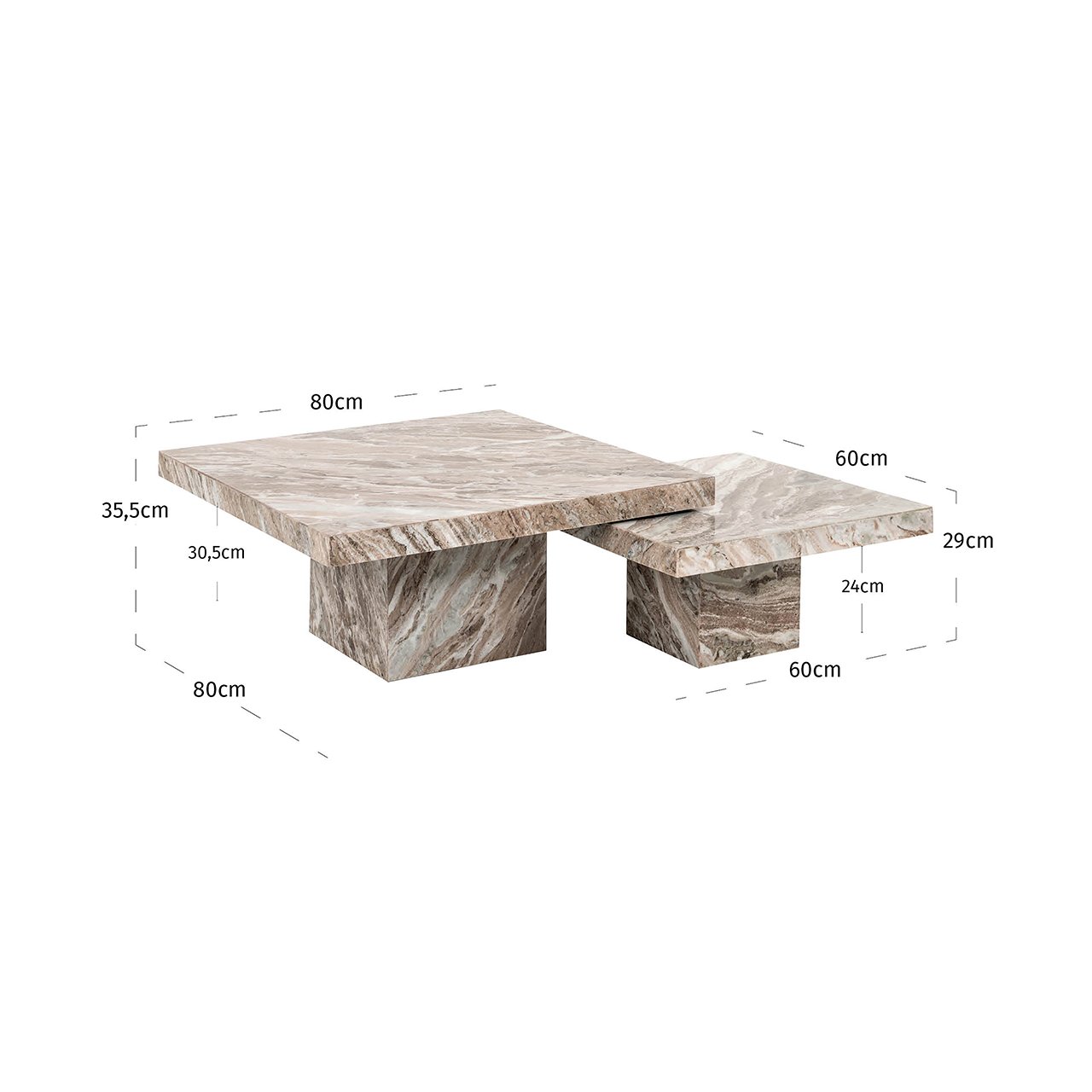 Couchtisch Rashford 2er-Set (Stone)