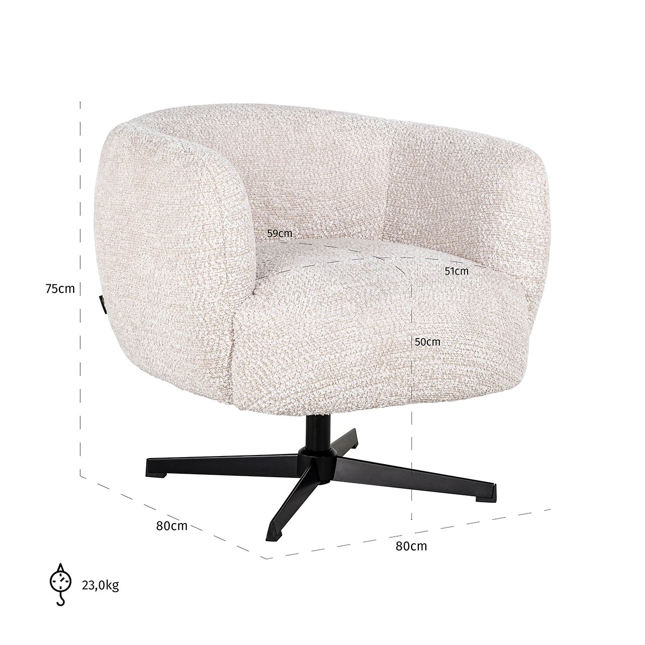 Lounge Stuhl Estelle lovely cream swivel