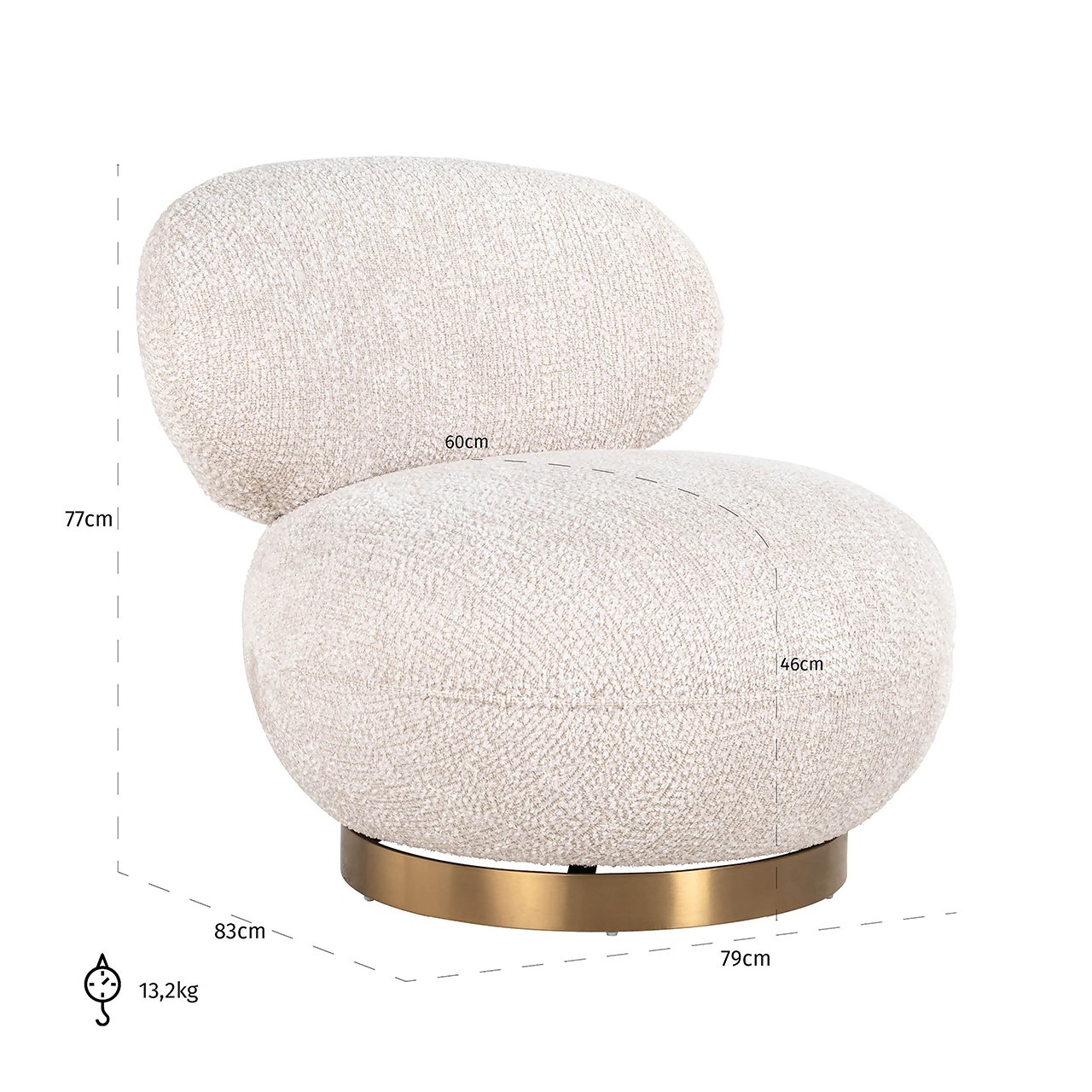 Lounge Stuhl Jace lovely cream swivel