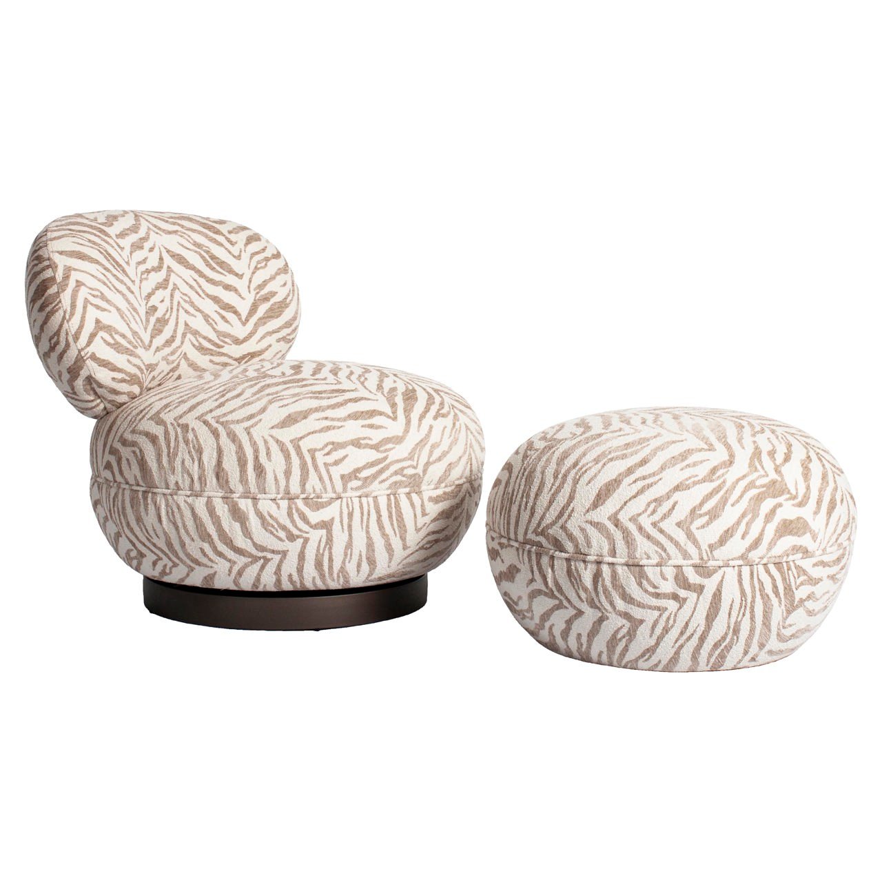Lounge Stuhl Jace beige tiger swivel