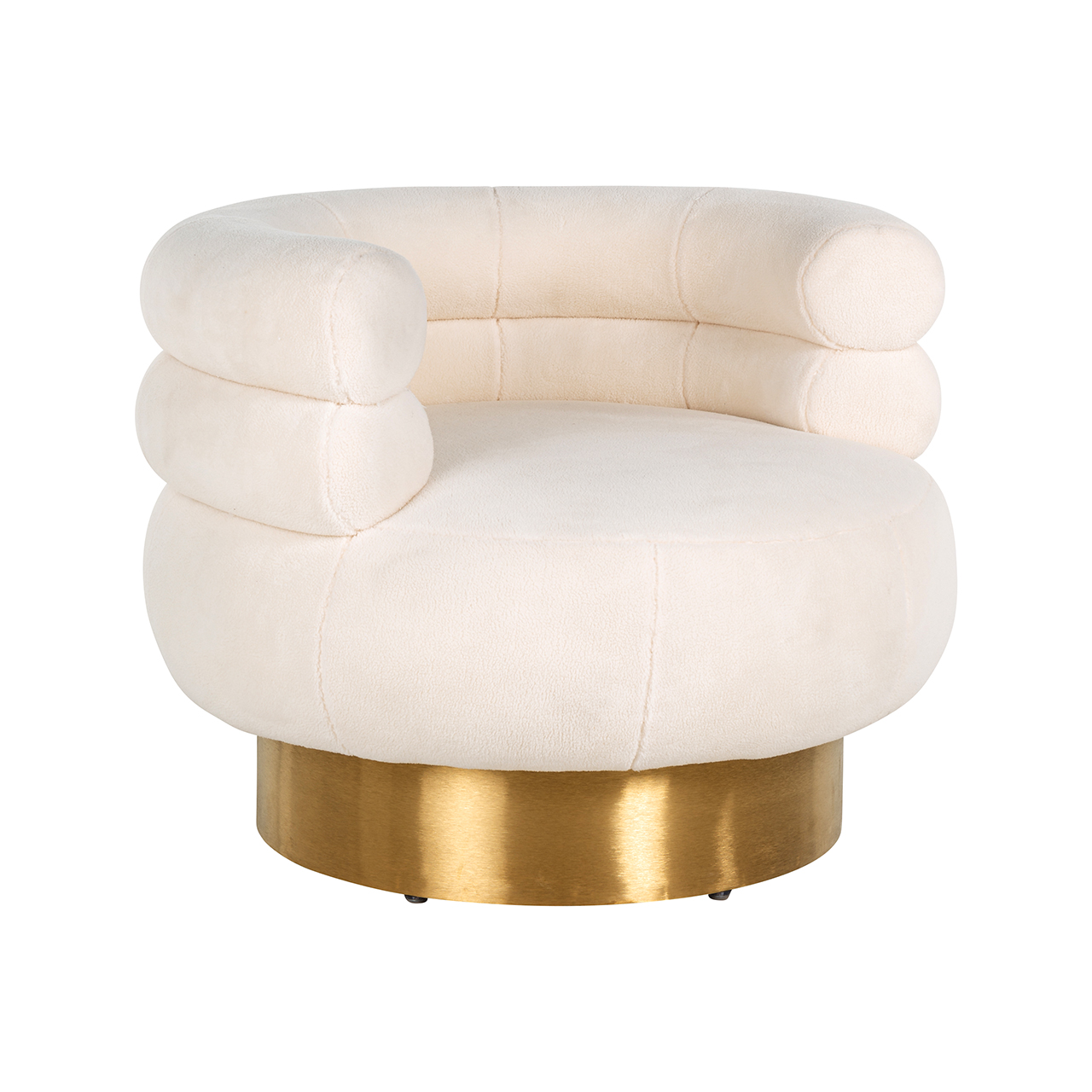 Drehsessel Teddy Fayah White teddy / Brushed gold