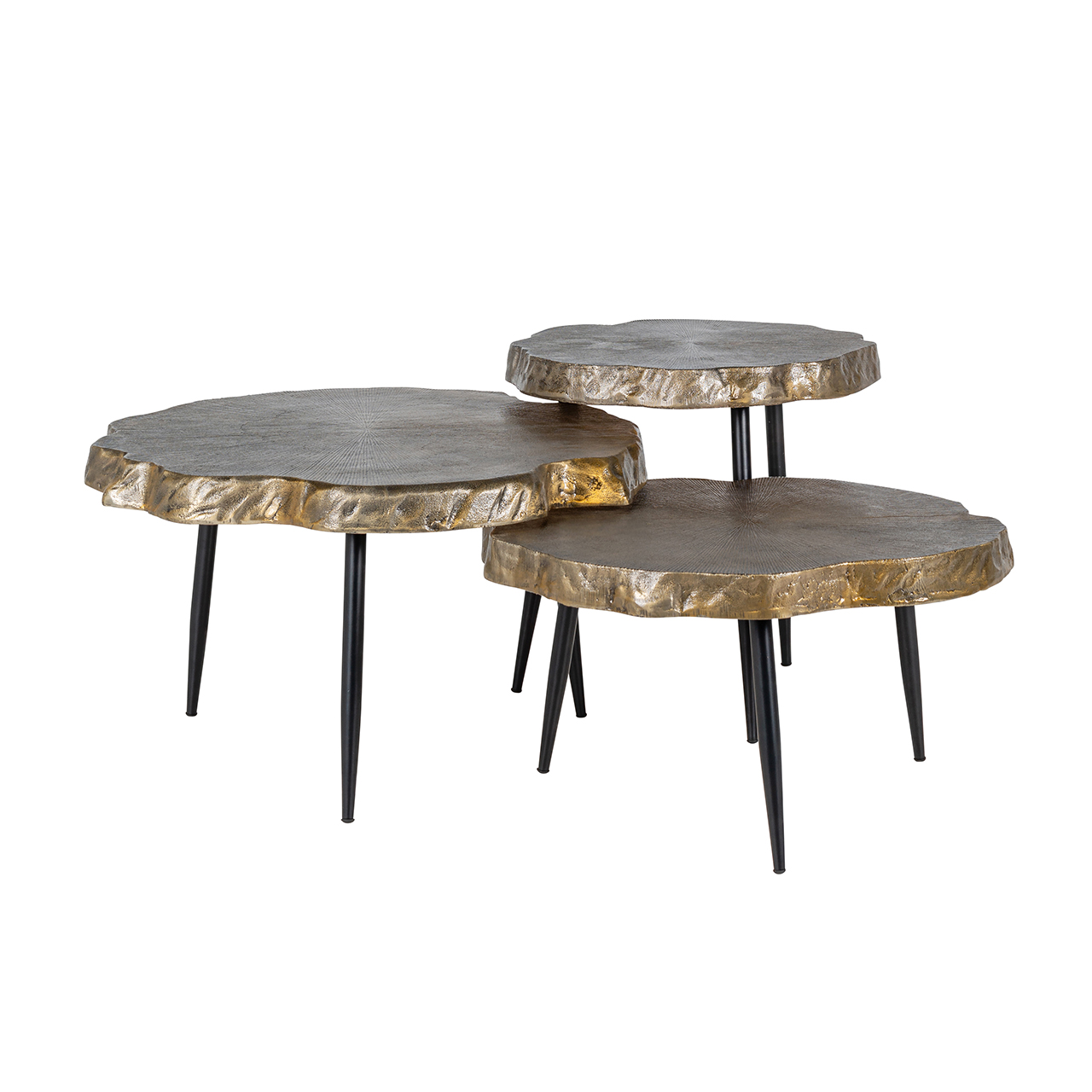 Richmond Chandon Couchtisch Buloke 3er-Set (Gold) Richmond Chandon Couchtisch Buloke 3er-Set (Gold)