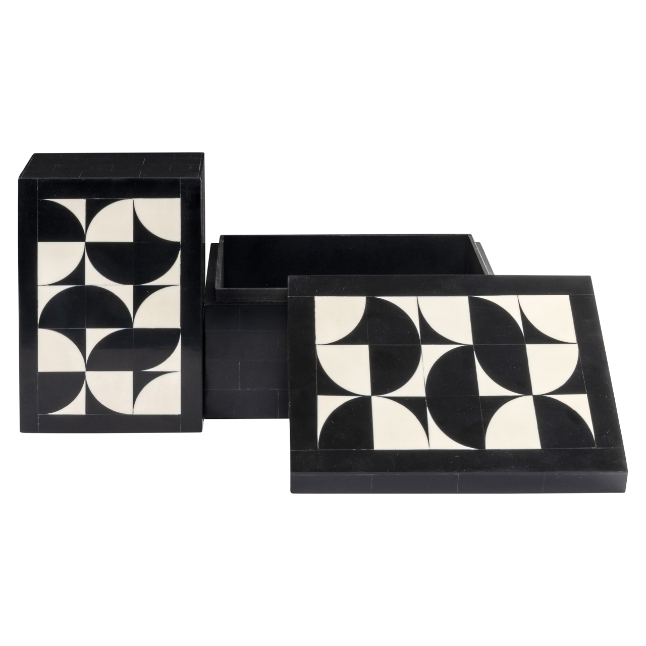 Aufbewahrungsbox Rae black/white (Set of 2)