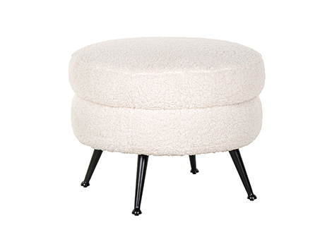 Richmond Fußhocker Amelia Weiß Faux Sheep / Schwarz (Faux Sheep 313-2)