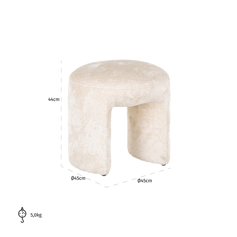 Hocker Fargo  white chenille (Bergen 900 white chenille)