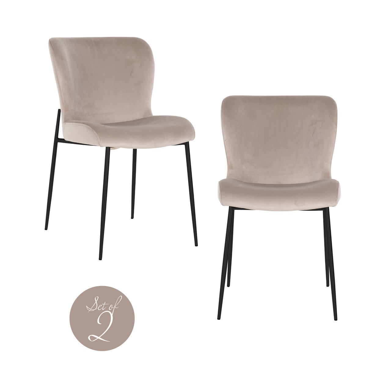 Esszimmerstuhl Darby khaki velvet fire retardant (Set of 2) Esszimmerstuhl Darby khaki velvet fire retardant (Set of 2)