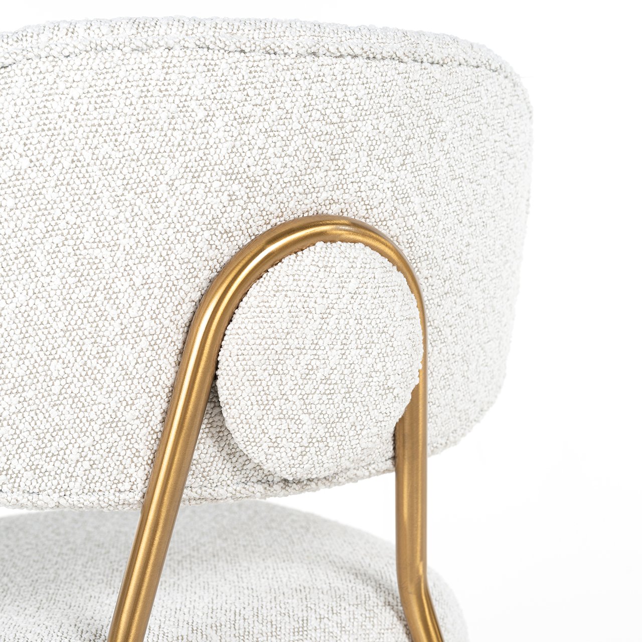 Barstuhl Xenia white bouclé / brushed gold (Copenhagen 900 Bouclé White) Barstuhl Xenia white bouclé / brushed gold (Copenhagen 900 Bouclé White)