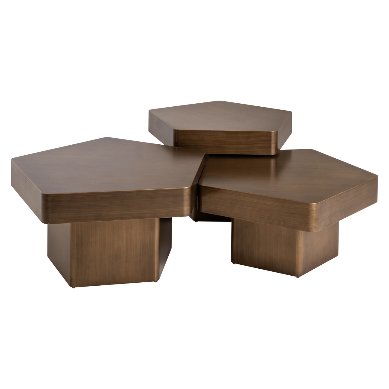 Couchtisch Hexa brushed gold (Set of 3)