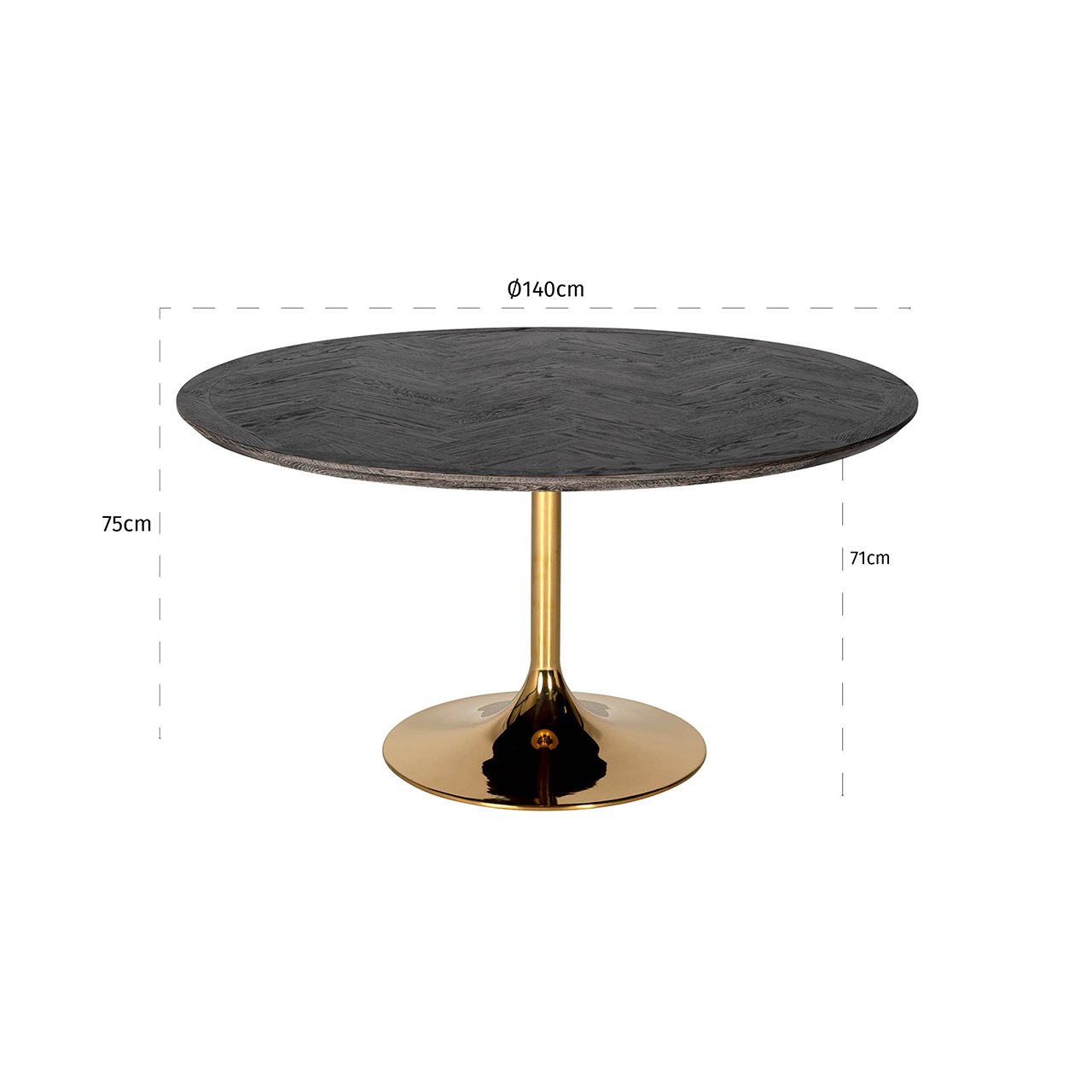 Esstisch Blackbone gold Ø140  (Black rustic)