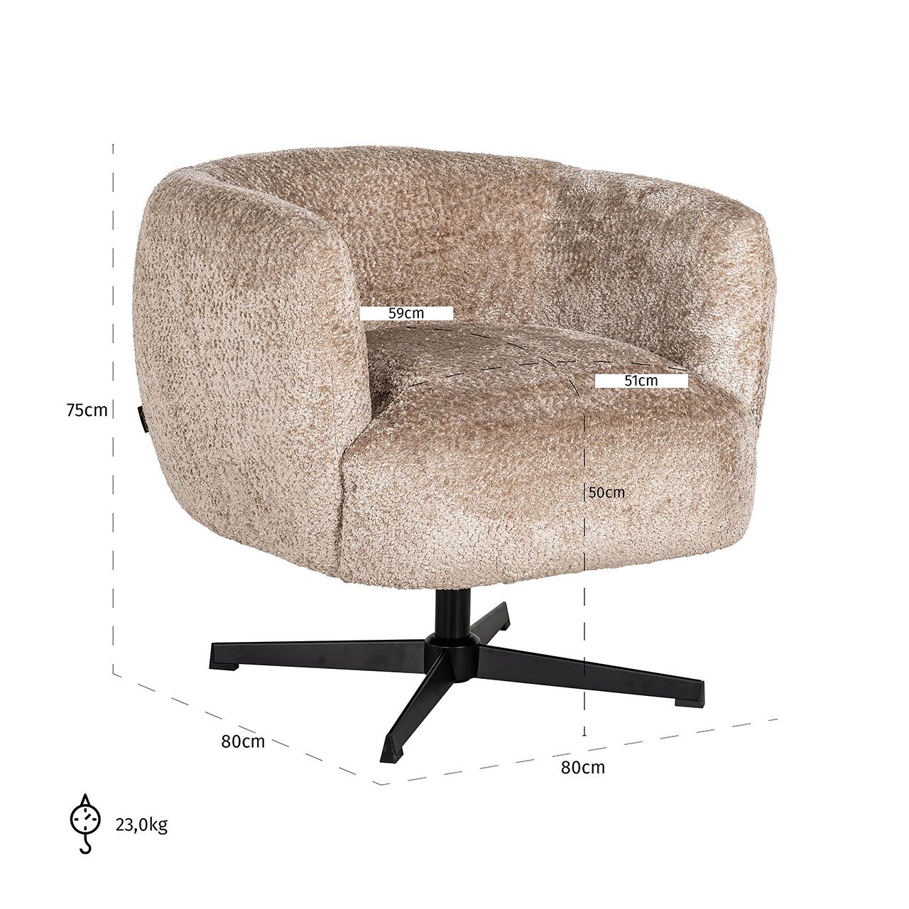 Lounge Stuhl Estelle sheep natural swivel