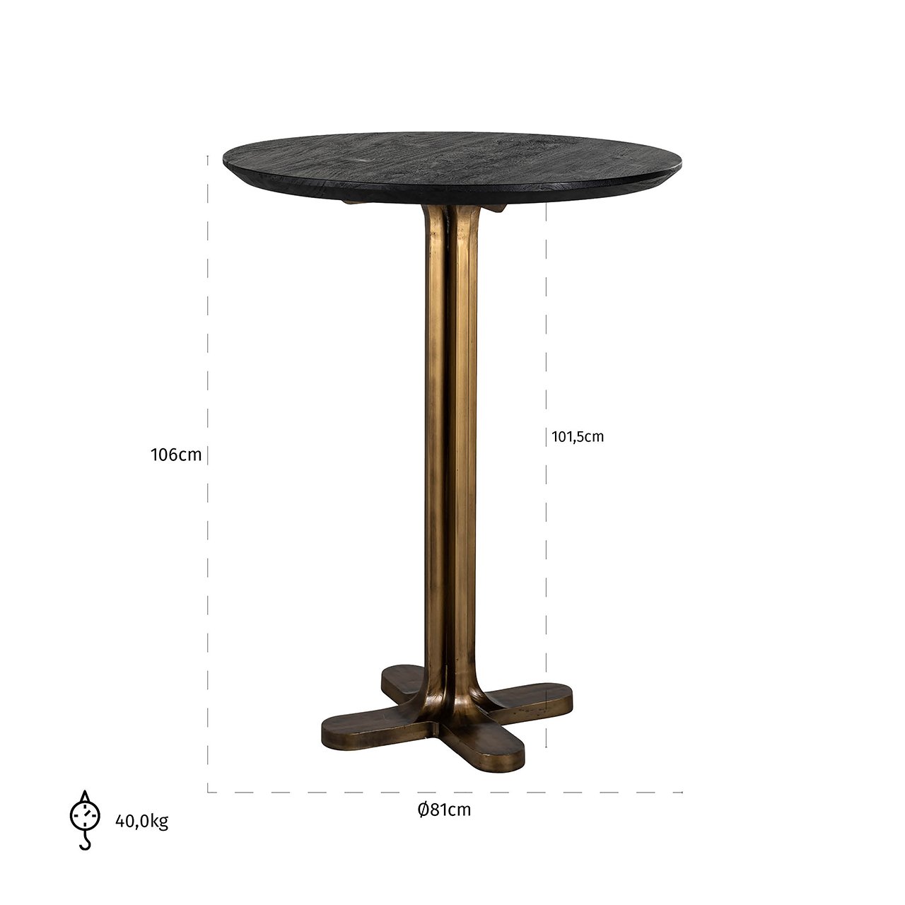 Bar Tisch Revelin 80 rund (Black/gold)