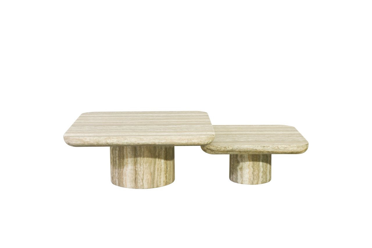Couchtisch Denizly grey faux travertine  (Set of 2)