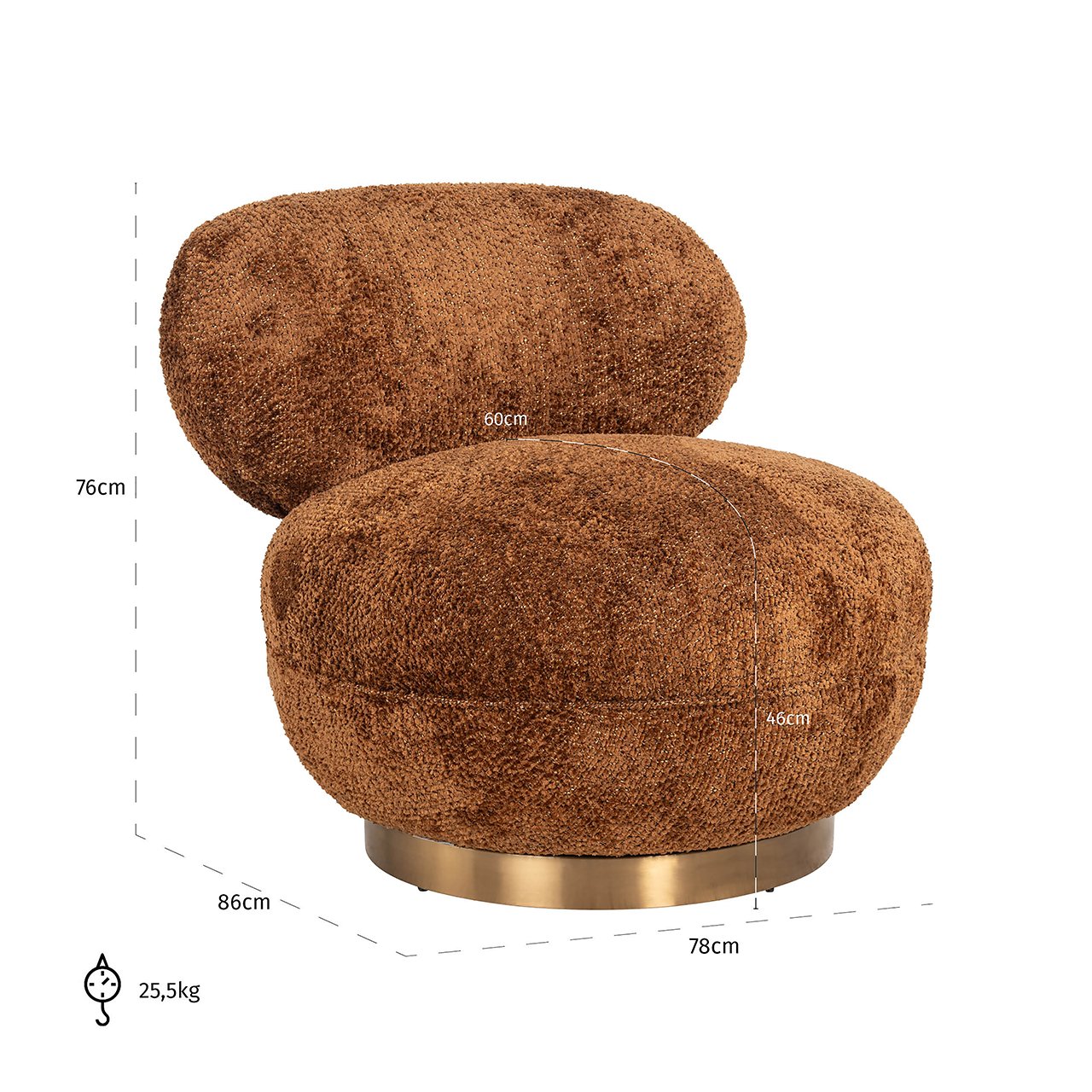 Lounge Stuhl Jace lovely cinnamon swivel