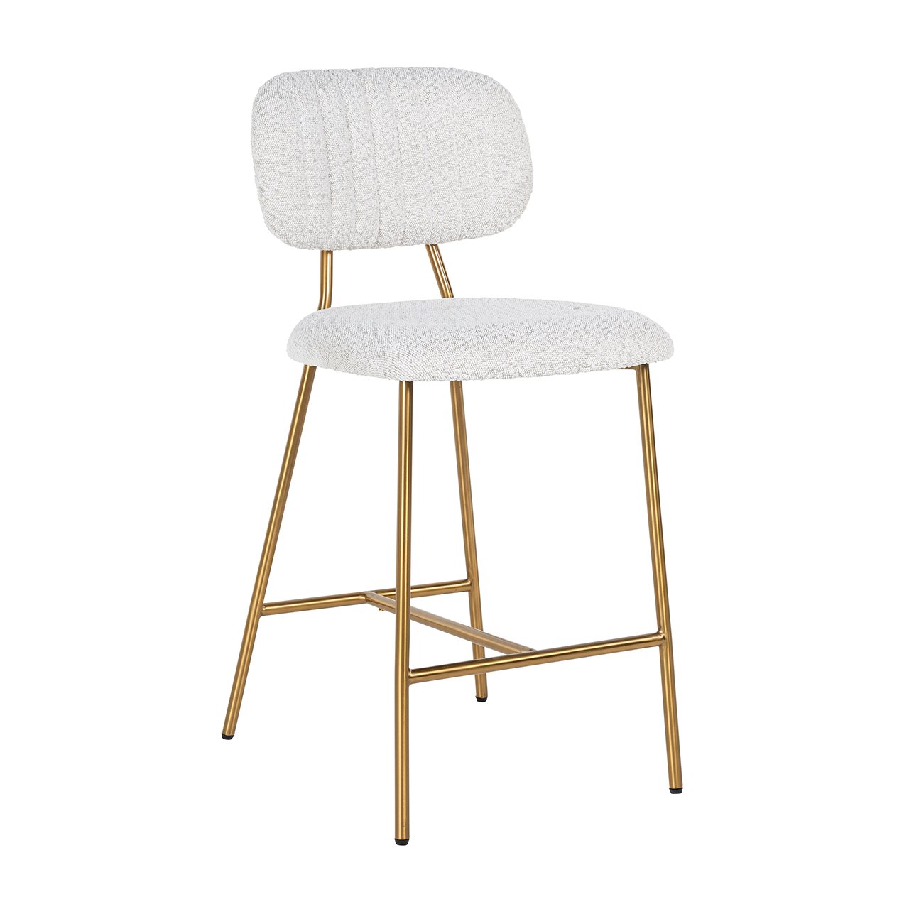 Barstuhl  Xenia white bouclé / brushed gold (Copenhagen 900 Bouclé White)