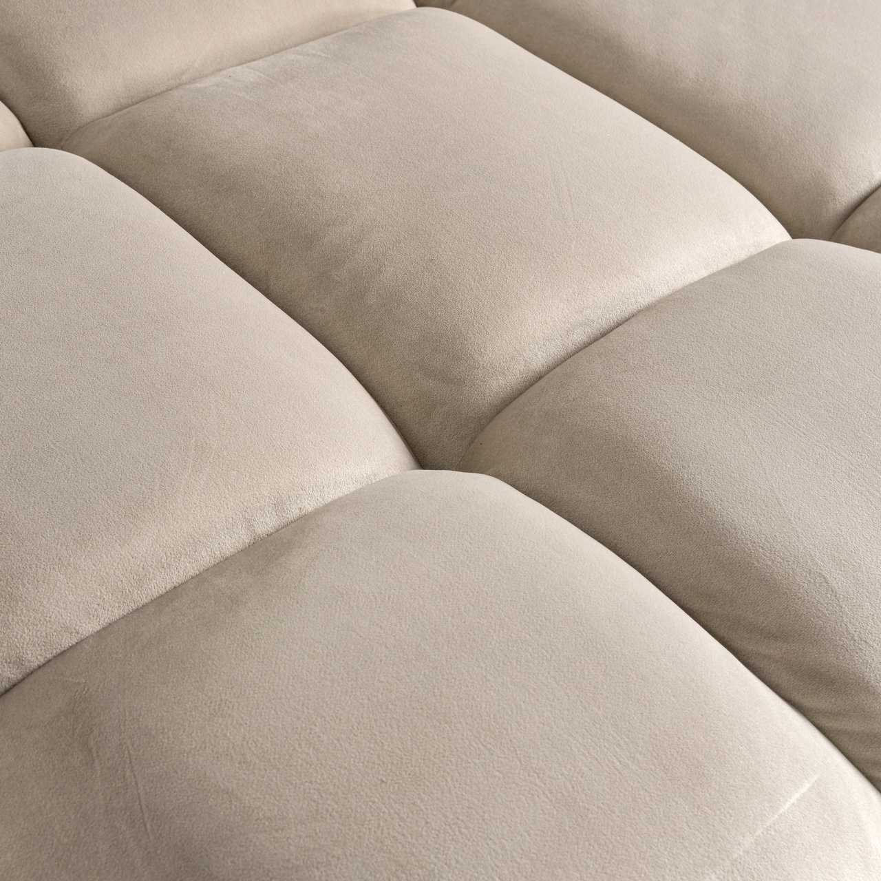 Sofa Cube khaki velvet 3-seater + lounge right Sofa Cube khaki velvet 3-seater + lounge right