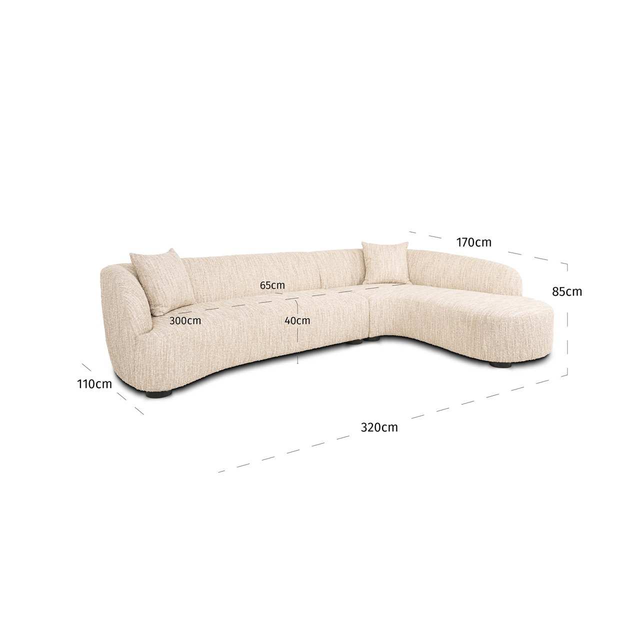 Sofa Pandora beige angora lounge right Sofa Pandora beige angora lounge right