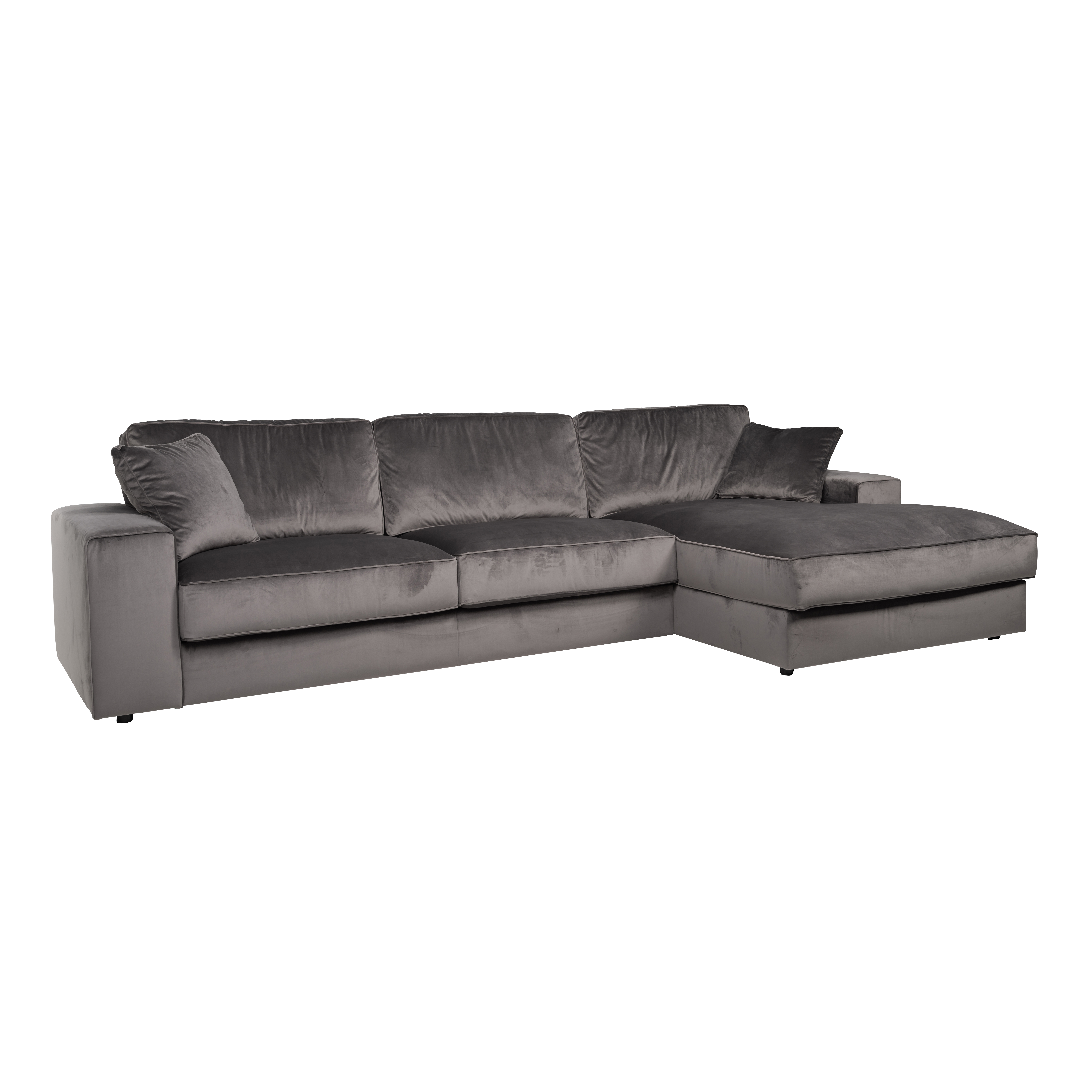 Couch Santos 2,5 Sitzer + Lounge rechts stone velvet (Quartz Stone 101)