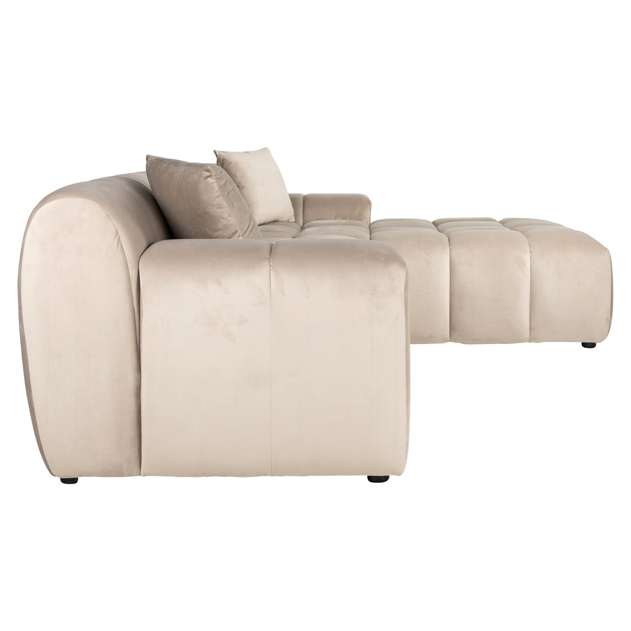 Sofa Cube khaki velvet 3-seater + lounge right Sofa Cube khaki velvet 3-seater + lounge right